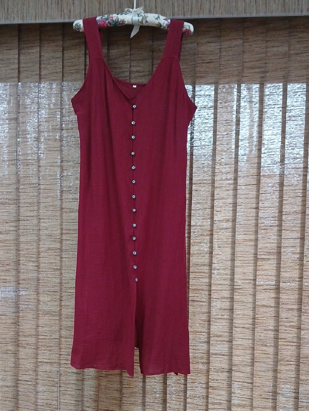 Sleeveless Swimsuit Button-Front Swimsuit Coverup in Deep Wine